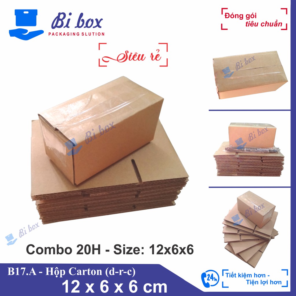 Combo 20 hộp giấy 12x6x6 - thùng hộp carton đóng hàng