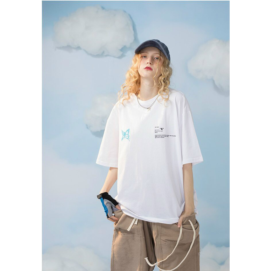 Áo Thun Nam Nữ Unisex Tay Lỡ MH.CLOTHING Phông Form Rộng Oversize Dưới 75kg BUTTER-FLY X - BS03