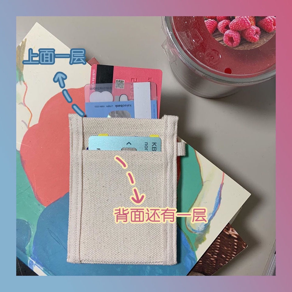 * Yuanchuang * Ví Hai Lớp Đựng Thẻ ID Thẻ Điều Khiển Truy Cập Graffiti Phiên Bản Hàn Quốc Chống Khử Từ Cho Nữ Sinh