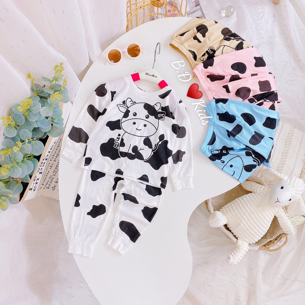 Bộ thun lạnh dài tay bò sữa cho bé trai bé gái