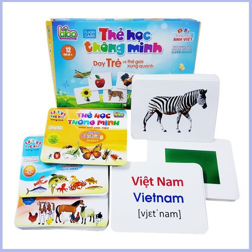 Bộ thẻ học thông minh 12 chủ đề loại to - kèm bộ chữ cái và số