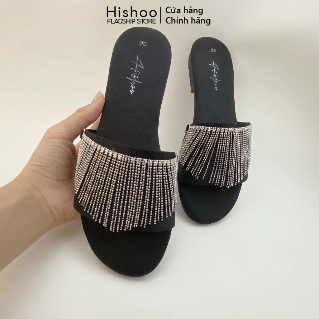 Dép Lê Nữ Thời Trang Hishoo Quai Ngang Đính Đá Cao Cấp Có Bigsize S087