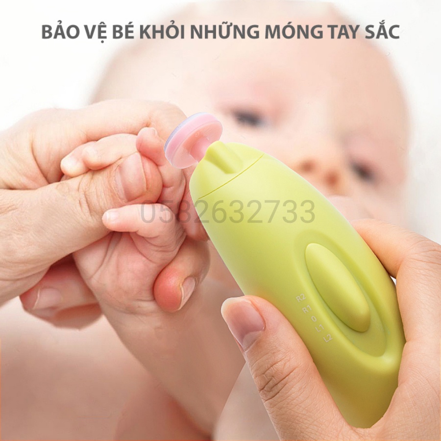 Máy dũa móng tay Beedoll cho bé từ sơ sinh, bộ đồ dũa mài móng tay thông minh 6 chức năng có đèn