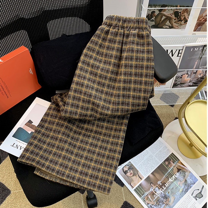 Chân Váy midi Họa Tiết Caro Phong Cách Retro Thời Trang Cho Nữ