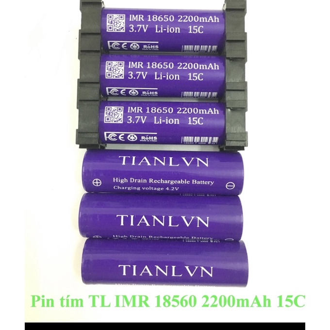 Pin tím TL IMR 18650 dung lượng 2200mah, xả cao 15c-30A