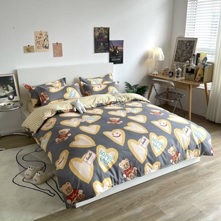 BỘ DRAP - CHĂN PHAO COTTON POLY GẤU TIM