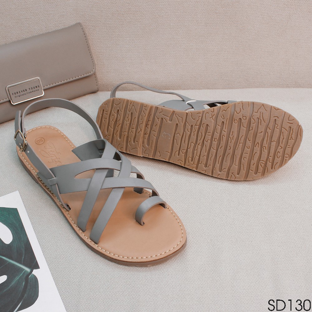 (Lẻ Size SALE 79k) - Giày Sandal Nữ Quai Xỏ Ngón Đế Bằng Giá Rẻ 2020 - Chất Da Mờ Đẹp SD128/SD130/SD131