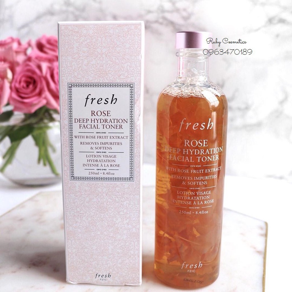 Nước hoa hồng Fresh Rose Deep Hydration Toner 250ml (USA)
