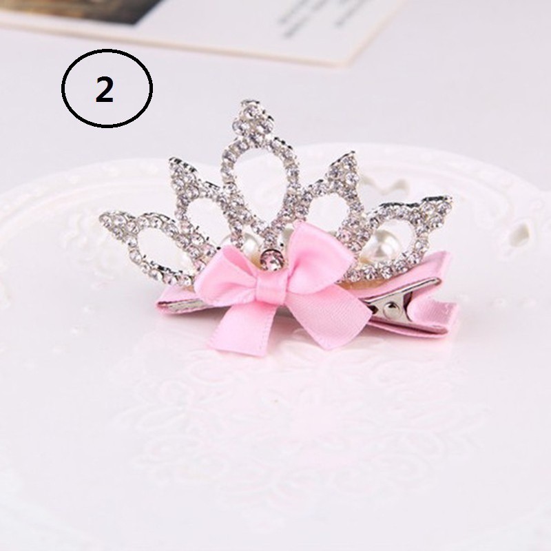 Kẹp Tóc Hình Vương Miện Công Chúa Đính Đá Xinh Xắn Dành Cho Bé Gái