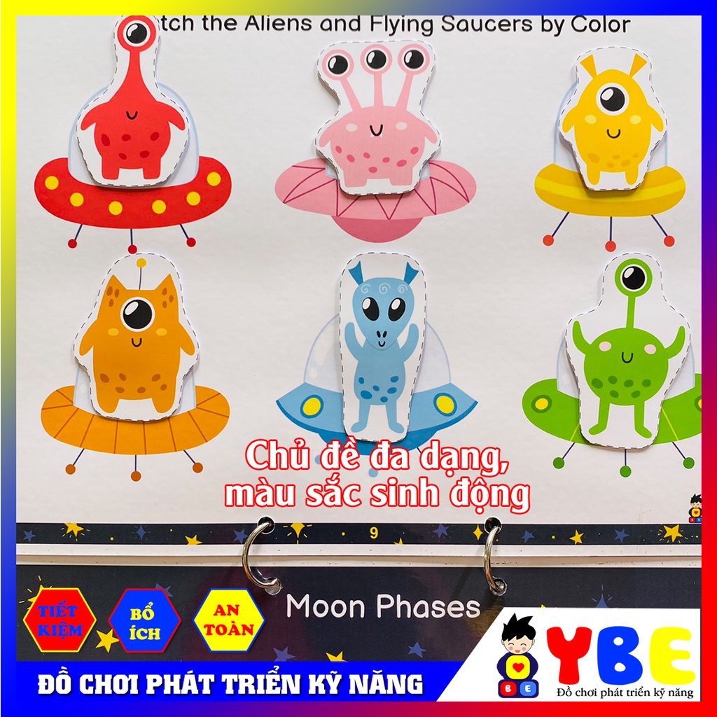 Đồ chơi học liệu bóc dán Montessori không gian vũ trụ Space busy book vừa chơi vừa học giúp bé phát triển kỹ năng