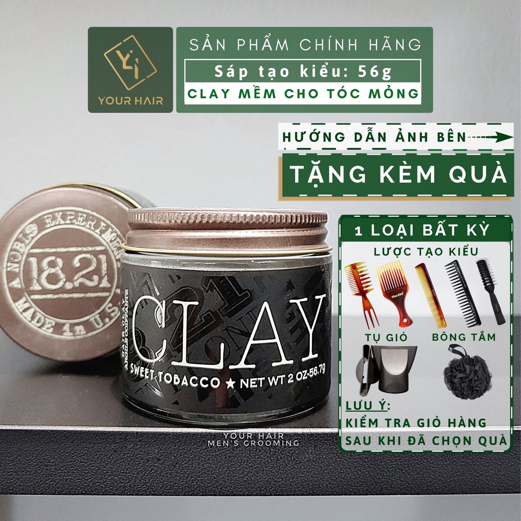 Sáp vuốt tóc 18.21 Man Made Clay - 56g