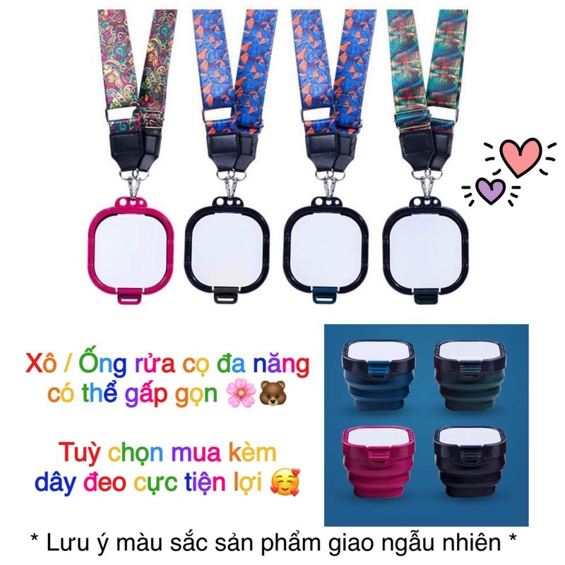 Xô / Ống rửa cọ đa năng có thể gấp gọn 🐻💕 màu sắc giao ngẫu nhiên