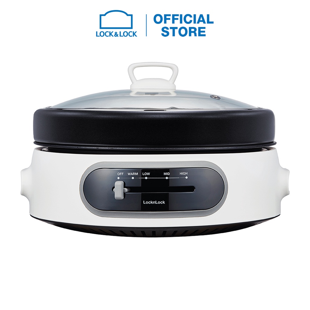 Nồi điện đa năng chống dính Lock&Lock Multi Cooker 4L 26cm màu trắng EJP544WHT chảo nướng và lẩu