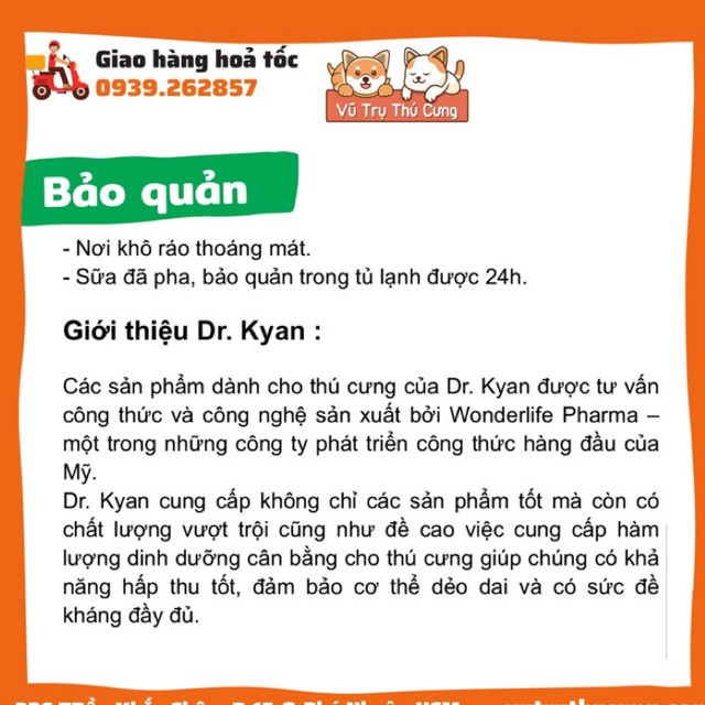 Sữa bột cho Chó con, chó lớn Dr.Kyan Predogen hộp 110g | Sữa bột cho Chó con