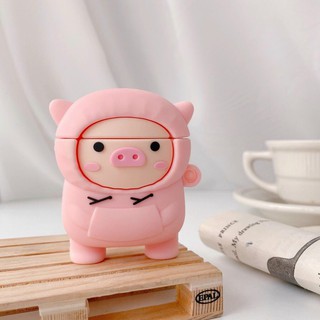 Case bọc silicon tai nghe Airpods 1,2, 3 Pro, i11, i12 hình lợn hồng siêu kute đáng yêu tặng móc treo