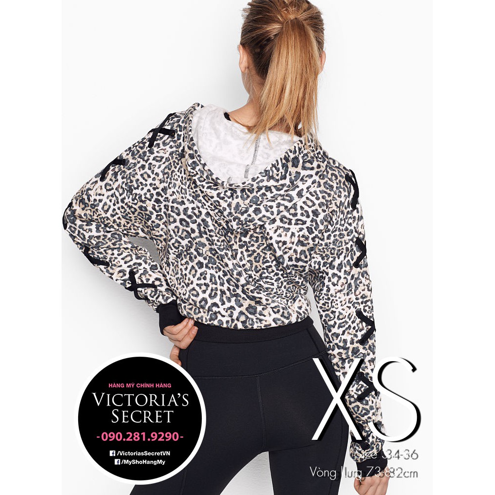 Áo khoác có nón Da beo phối chéo, form lớn, thoải mái, dành cho các cô nàng cá tính - Victoria's Secret USA
