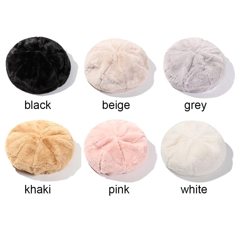 EUTUS Mũ Beret Lông Giả Kiểu Họa Sĩ Sang Trọng Cho Nữ