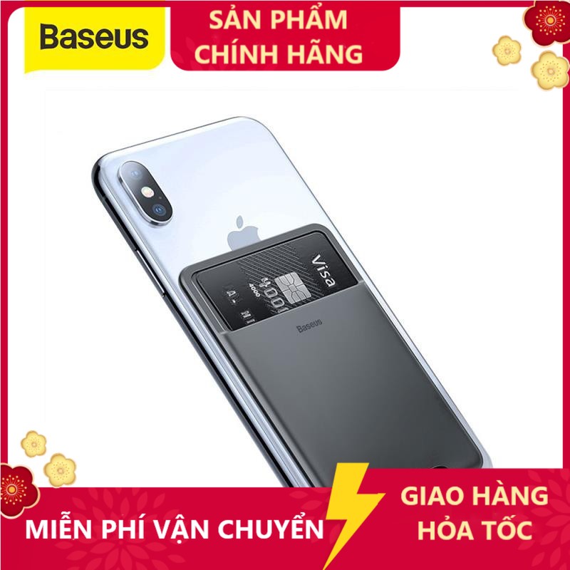 miếng dán đựng thẻ silicon dính lưng Baseus Màu xám đậm / xám trắng [ HSHOP ]