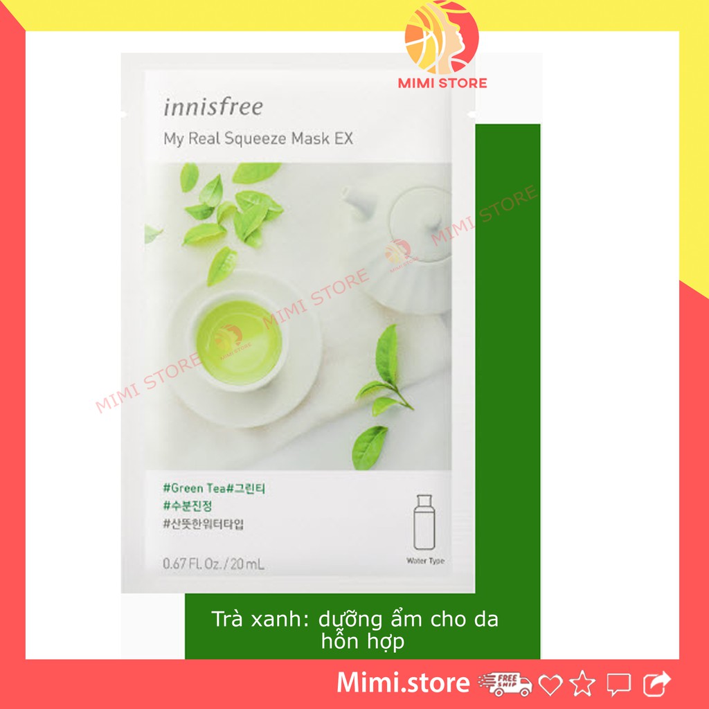 Mặt nạ giấy Innis.free My Real Squeeze Mask EX dưỡng da, làm sáng da, căng mềm - Mimi.store | BigBuy360 - bigbuy360.vn