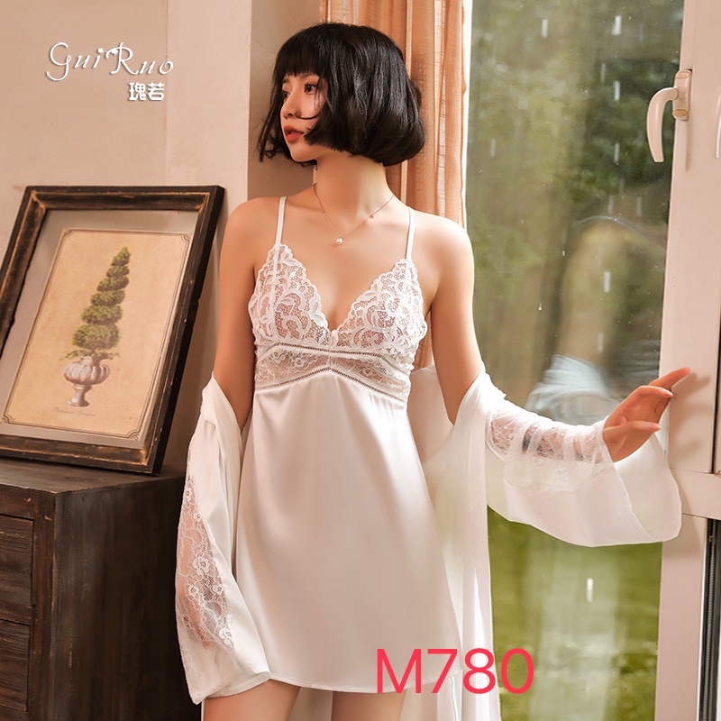 Váy ngủ / đầm sexy 👙nội y hàng Quảng châu cáo cấp áo choàng phối ren💕👙