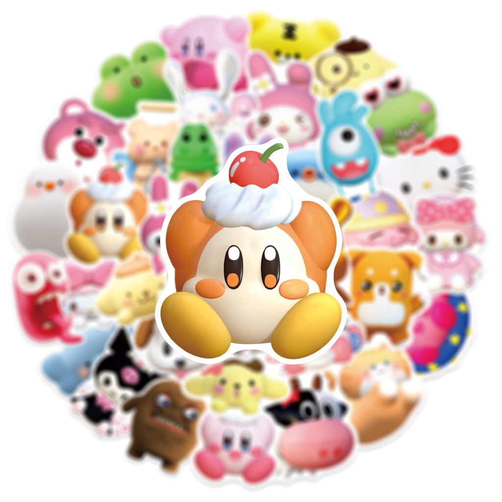 Bộ 50 Hình Dán 3D Sanrio Hello Kitty Kuromi Chống Nước Trang Trí Xe Hơi Laptop Điện Thoại