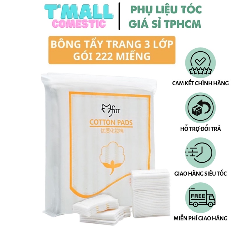 Bông tẩy trang COTTON PADS FM TÚI 222 miếng 3 lớp - Làm sạch lớp trang điểm makeup hiệu quả