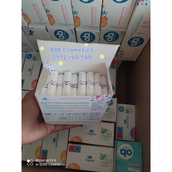 Combo 10 miếng băng vệ sinh dạng ống - tampon OB 3 giọt có cánh