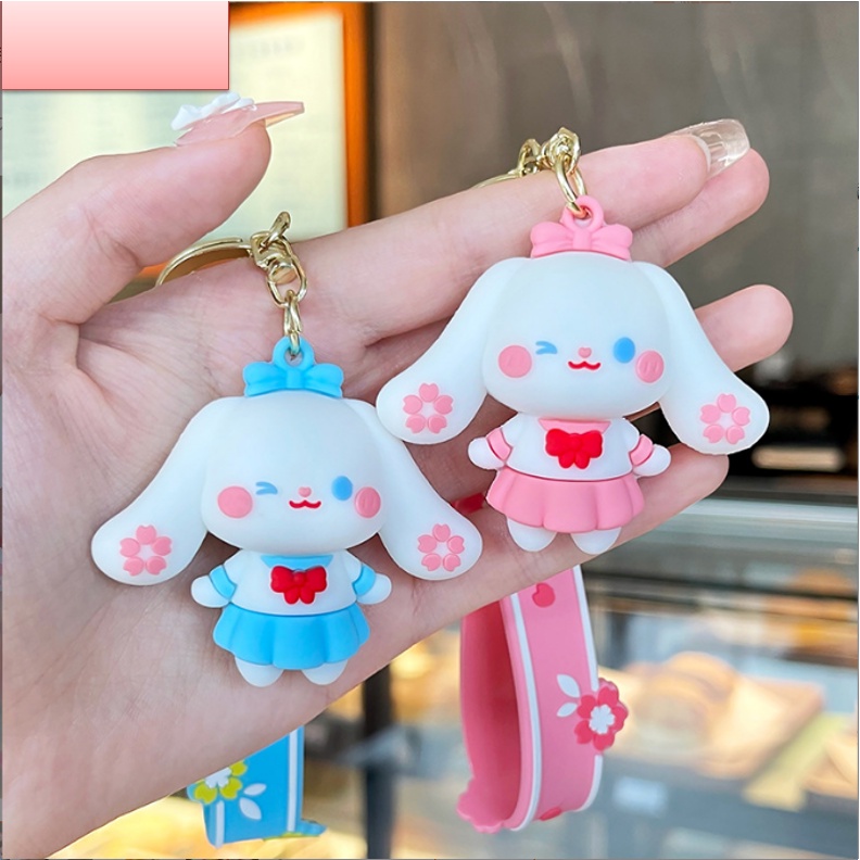 Móc Khóa Đẹp Hình Thỏ Lovely Hoa Anh Đào Cute phụ kiện Túi Xách dễ thương -Minkey