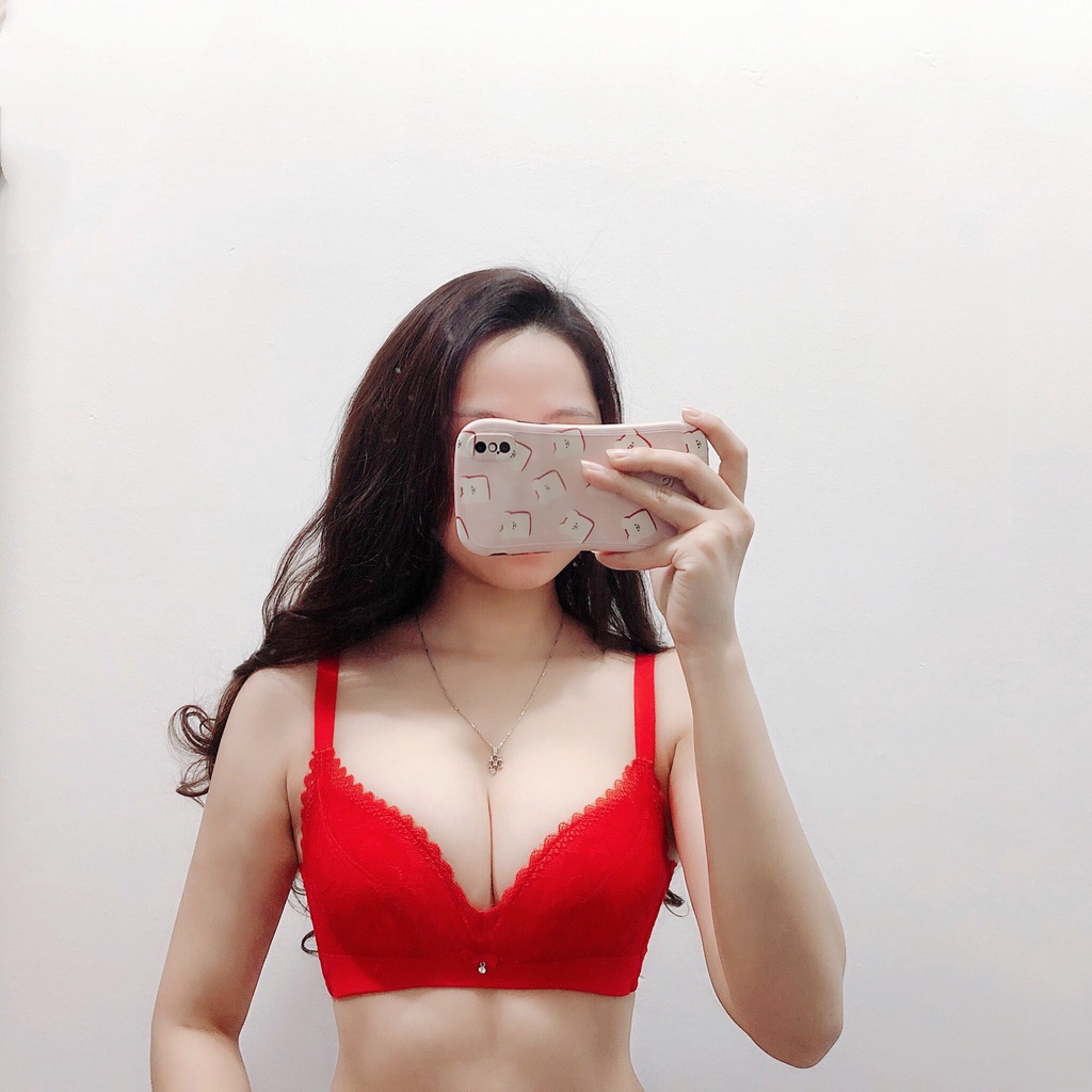 Áo lót nữ không gọng ren mềm mút vừa nâng ngực tạo khe (V-05A)