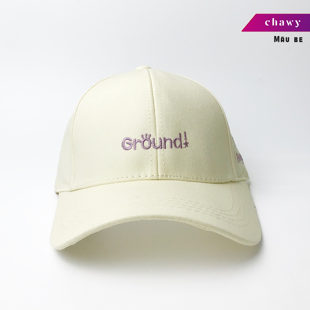 Mũ lưỡi trai cotton unisex, Nón kết nam nữ thêu chữ Ground phong cách Ulzzang Chawystore - NK20