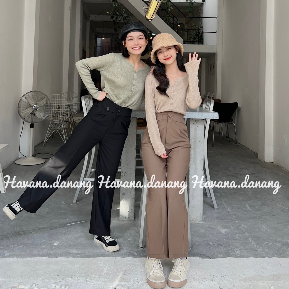 Quần ống rộng, quần tây mới form suông dáng dài 2 màu