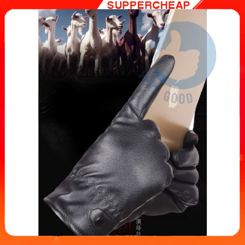 Găng gang tay da mùa đông lót nỉ lông dày dặn siêu ấm cảm ứng dùng được điện thoại cho nam nữ đi xe máy, xe đạp