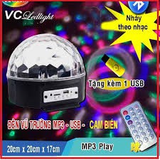 Đèn Led Vũ Trường Quả Cầu Xoay Pha Lê Cảm Ứng Theo Nhạc