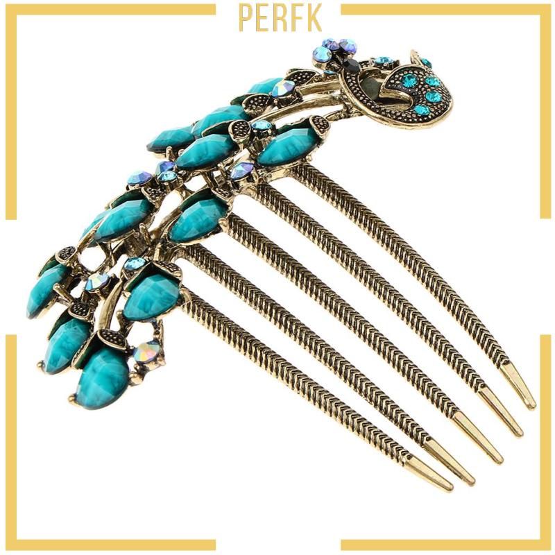 Lược Cài Tóc Hình Con Công Đính Đá Nhân Tạo Thời Trang