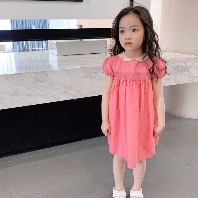 VAY45 - Váy bé gái, váy thô xòe bo ngực, cổ cánh sen cho bé gái từ 13-28kg, Richkid123