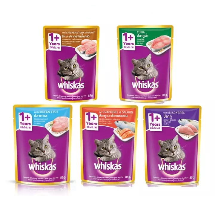 Pate mèo Whiskas nhiều vị tươi ngon hấp dẫn giàu dinh dưỡng dạng túi 80g cho mèo con và mèo lớn