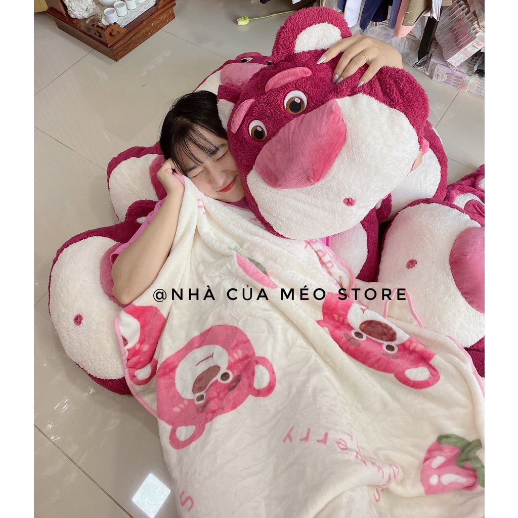 Gấu bông gối Lotso có mền xinh xắn, đáng yêu tựa lưng gối lười