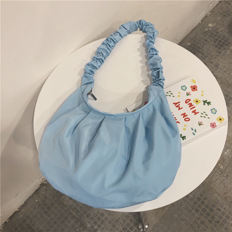 Túi Đeo Vai Bằng Nylon Canvas Cỡ Lớn Thiết Kế Xếp Ly Dành Cho Nữ IELGY