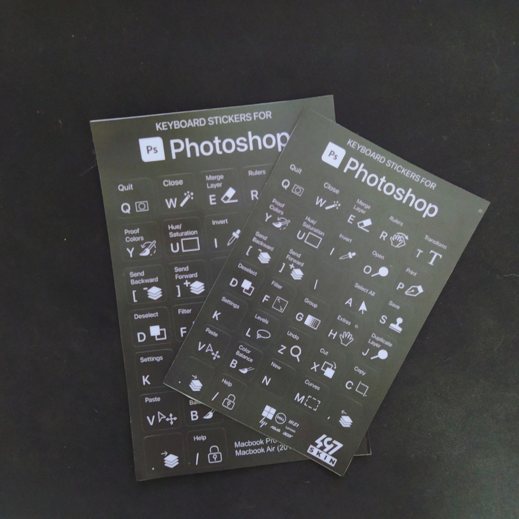 Phím Tắt Photoshop Dán Bàn Phím - Keyboard Stickers For Photoshop Shortcuts - Phiên Bản Tối Giản
