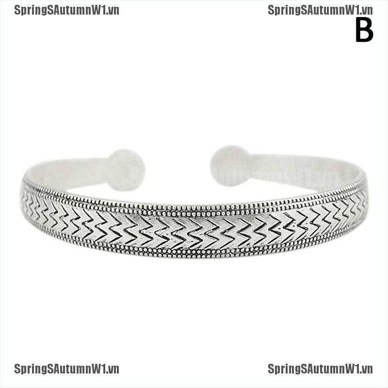 [Spring] Retro Opening  Bracelet Jewelry Vintage Tibetan Silver Totem Carved Bangle Cuff [VN]