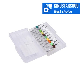 Mũi Khoan PCB Tungsten Carbide 0.3–1.2mm 10 Chi Tiết | Bộ Mũi Khoan CNC Khắc Mạch In 1/8” Shank Siêu Cứng