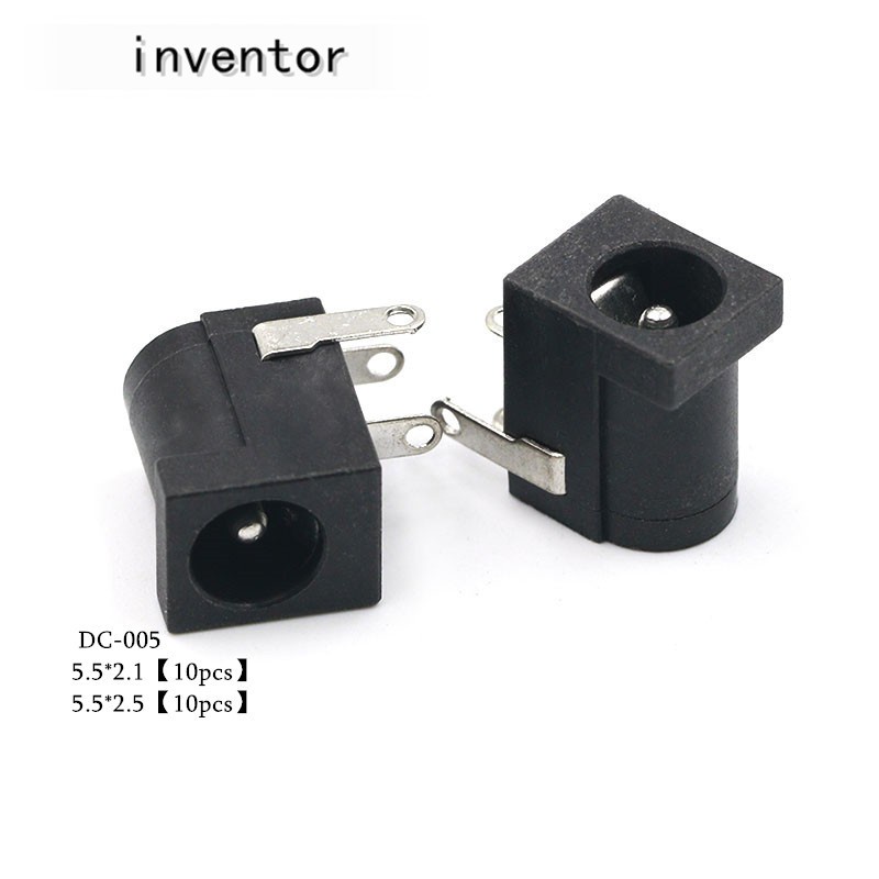 Bộ 10 đầu cắm điện màu đen nguồn DC-005 bảng mạch 5.5x2.1/2.5 mm Dc005 cỡ 5.5x2.1 / 2.5mm