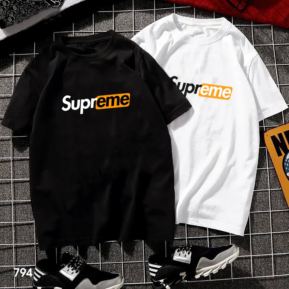 Áo phông nam nữ tay ngắn dáng unisex form rộng Superme 794