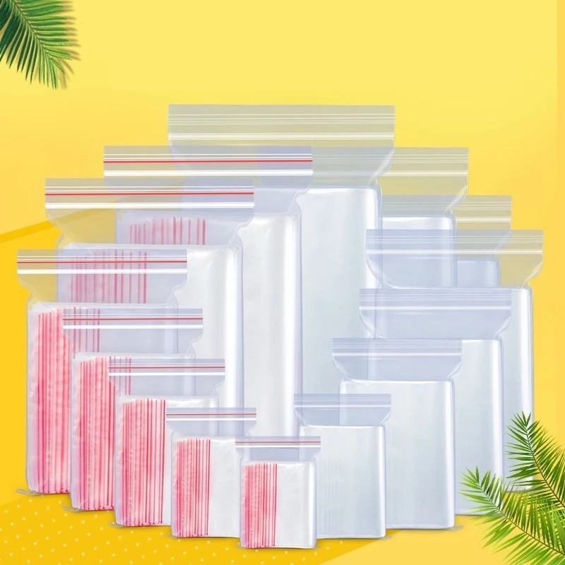 Set 100 túi khóa kéo mini bằng nhựa trong suốt chống nước