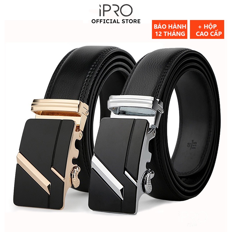 Thắt lưng nam da bò thật cao cấp khóa tự động IPRO TL16