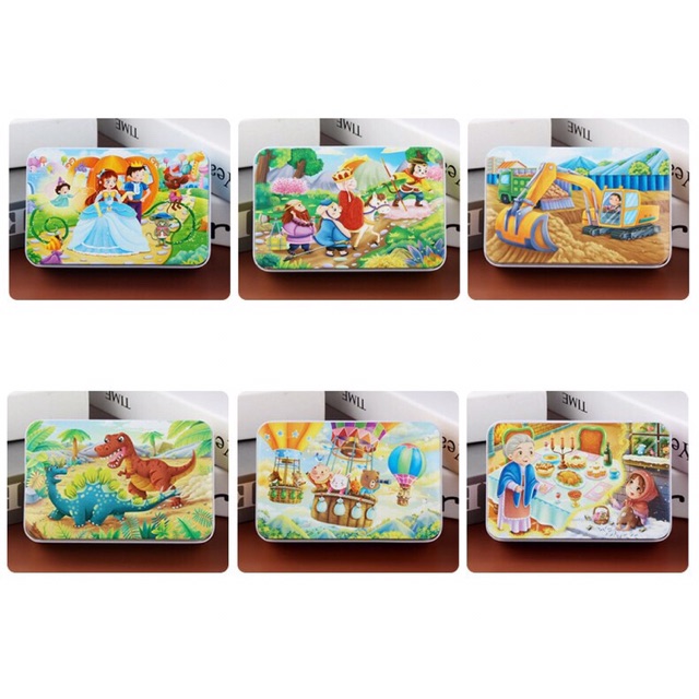 Xếp hình cho bé puzzle 60 mảnh ghép hộp sắt nhiều mẫu chất lượng cao ETOYS