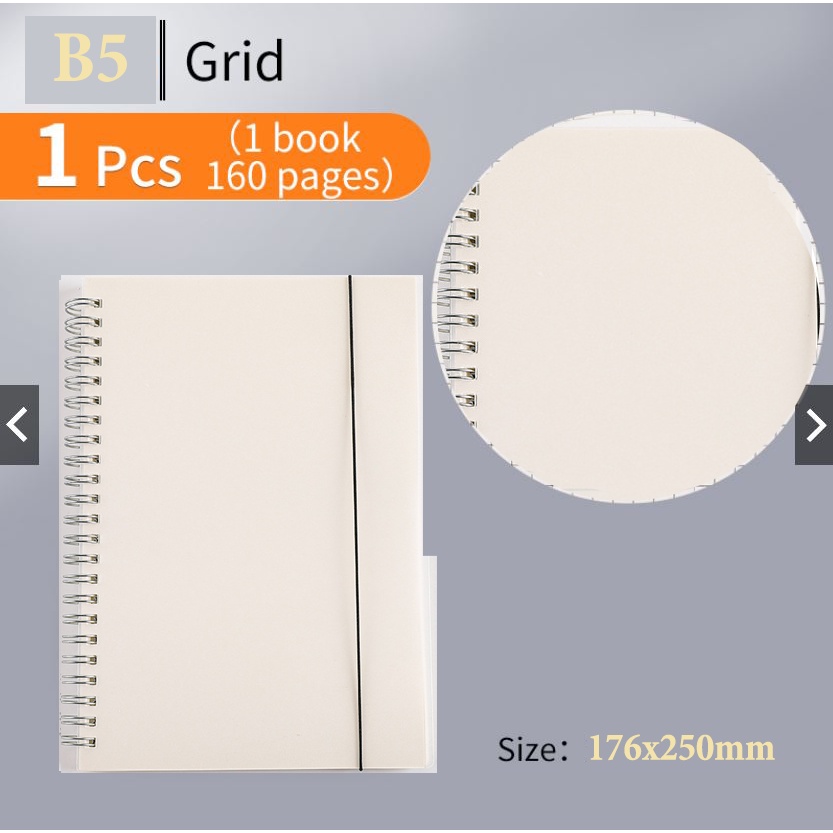 Sổ tay gáy xoắn lò xo B5_A5_A6 bìa trong suốt chống nước chất giấy siêu đẹp Bullet Journal