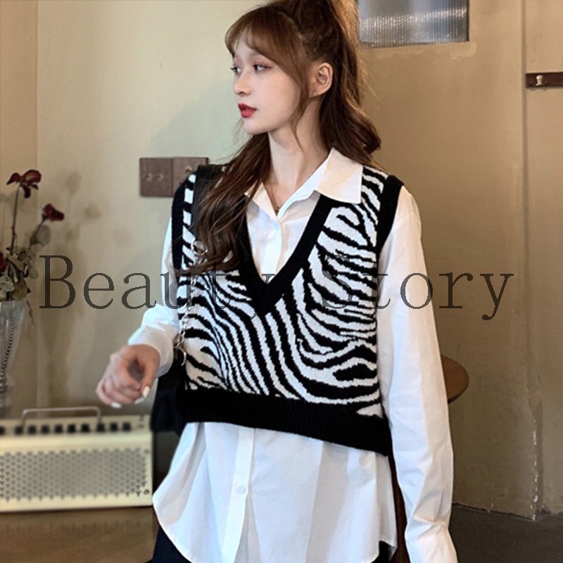 Áo Khoác Len Không Tay Họa Tiết Ngựa Vằn Thời Trang Cho Nữ | BigBuy360 - bigbuy360.vn