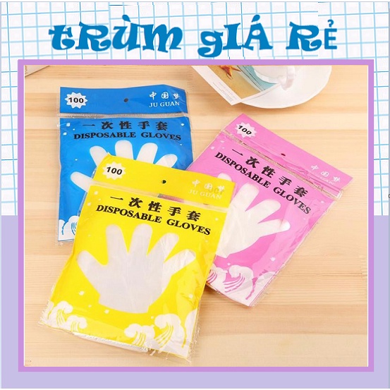 Bịch 100 Găng Tay Nilon Dùng 1 Lần Tiện Dụng - Combo 100 chiếc găng tay nilon dùng 1 lần