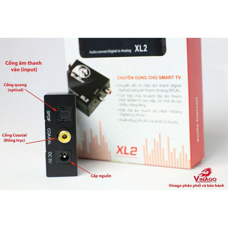 Bộ Chuyển  Quang XL2  Optical Sang Audio AV ra Amply + Cáp optical - Bộ chuyển đổi tín hiệu quang có cổng 3.5